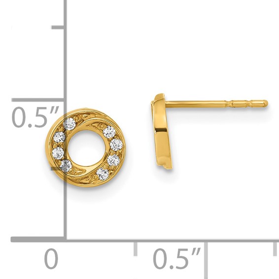 14ky Madi K Childrens Polished CZ Circle Post Earrings