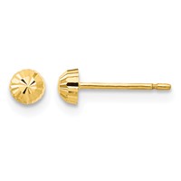 14K Yellow Gold Madi K Diamond-Cut 3mm Half-Ball Post Earrings view 1
