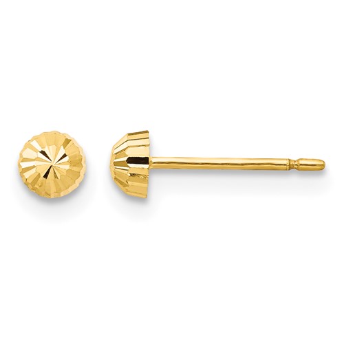 14K Yellow Gold Madi K Diamond-Cut 3mm Half-Ball Post Earrings