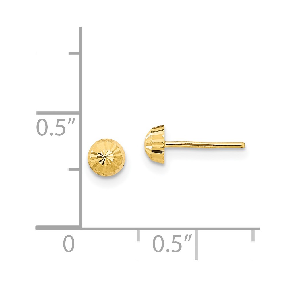 14k Madi K Diamond Cut 4mm Half-Ball Post Earrings (SE2365)