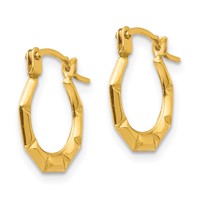 14K Yellow Gold Madi K Tiny 2x 11mm Hollow Hoop Earrings view 2
