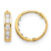 14K Yellow Gold Madi K CZ 2x 9mm Hinged Hoop Earrings view 1
