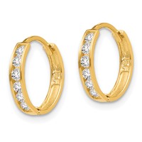 14K Yellow Gold Madi K CZ 2x 11mm Hinged Hoop Earrings view 2