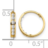 14K Yellow Gold Madi K CZ 2x 11mm Hinged Hoop Earrings view 4