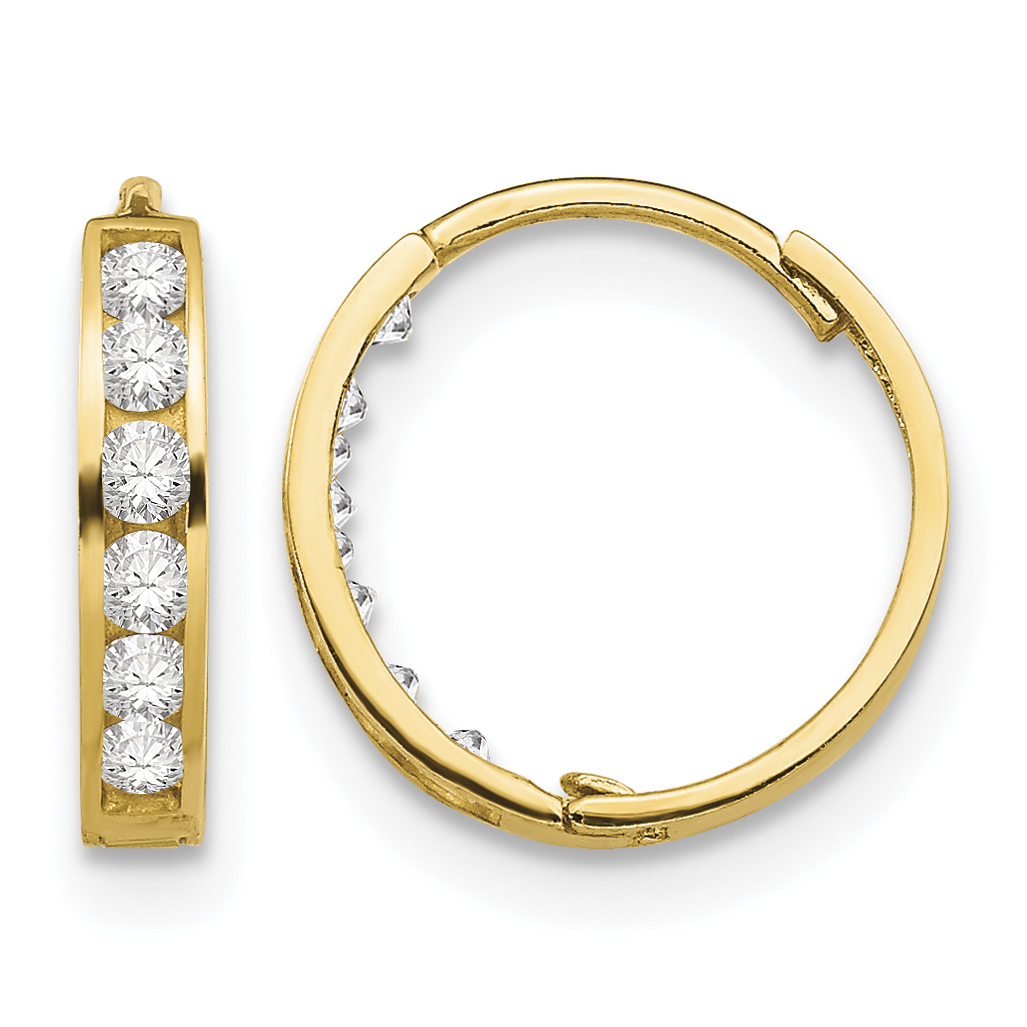 14k Madi K CZ Hinged Hoop Earrings (SE2379)