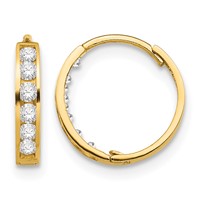 14K Yellow Gold Madi K CZ 2x 11mm Hinged Hoop Earrings view 1