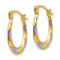 14K and White Rhodium Madi K 2x 15mm Twist Oval Hoop Earrings view 2