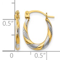 14K and White Rhodium Madi K 2x 15mm Twist Oval Hoop Earrings view 4