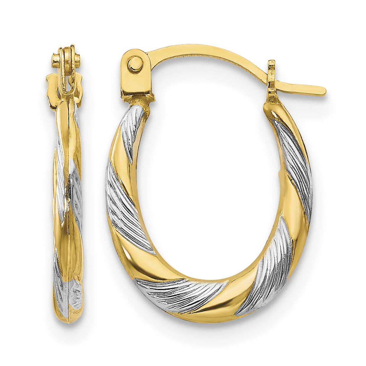 14k Madi K w/Rhodium Twist Hoop Earrings (SE2380)