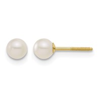14K Yellow Gold Madi K White Freshwater Cultured Pearl Necklace Post Earrings 5.5 Inch Bracelet 3-piece Set, 15" view 2
