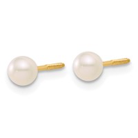 14K Yellow Gold Madi K White Freshwater Cultured Pearl Necklace Post Earrings 5.5 Inch Bracelet 3-piece Set, 15" view 3