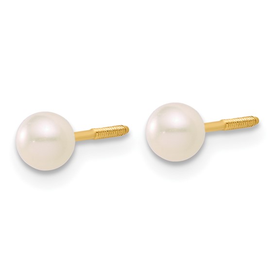 14k Madi K White Freshwater Cultured Pearl 15 inch Necklace/Post Earrings/5.5 inch Bracelet 3-piece Set