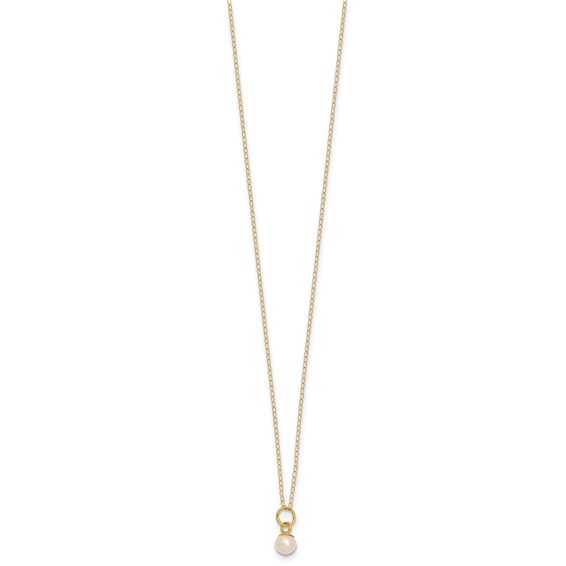 14k Madi K White Freshwater Cultured Pearl 15 inch Necklace/Post Earrings/5.5 inch Bracelet 3-piece Set