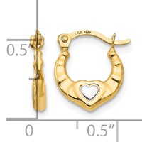 14K and White Rhodium Madi K Heart Hollow Hoop Earrings view 4