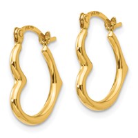 14K Yellow Gold Madi K Heart-Shaped Hollow Hoop Earrings view 2