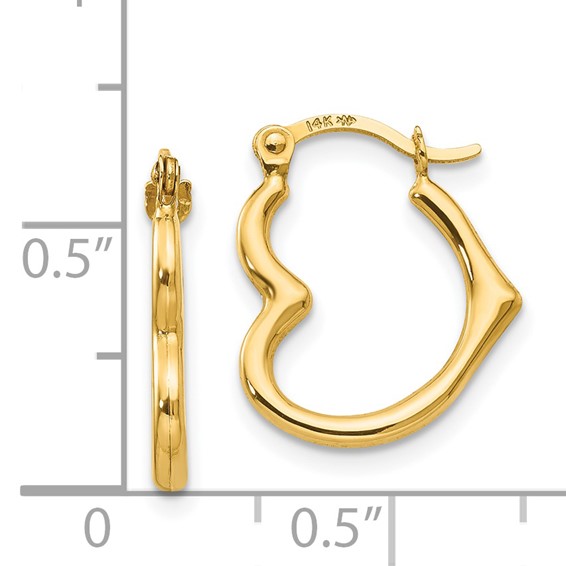 14k Madi K Heart-Shaped Hollow Hoop Earrings