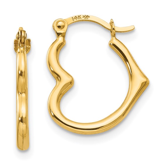 14k Madi K Heart-Shaped Hollow Hoop Earrings