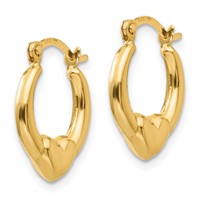 14K Yellow Gold Madi K Hollow Heart Hoop Earrings view 2
