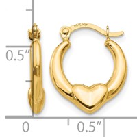 14K Yellow Gold Madi K Hollow Heart Hoop Earrings view 4