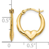 14K Yellow Gold Madi K Heart Hoop Earrings view 4