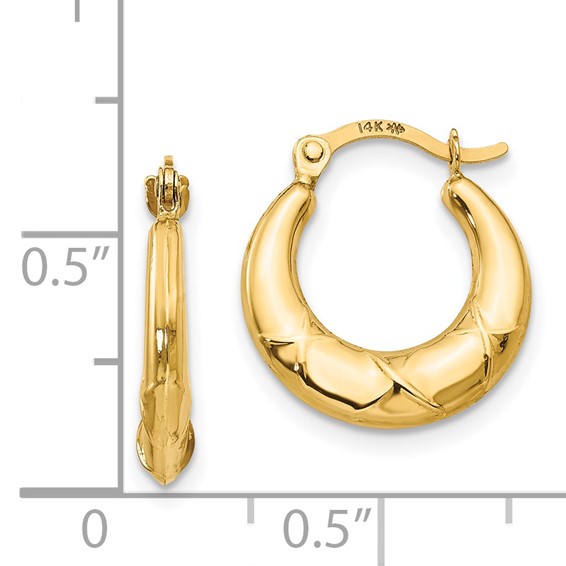 14k Madi K 3x14mm Hollow X Hoop Earrings
