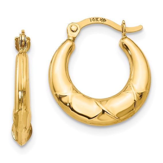 14k Madi K 3x14mm Hollow X Hoop Earrings