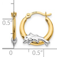 14K and White Rhodium Madi K Dolphin Hoop Earrings view 4