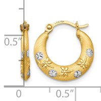 14K and White Rhodium Madi K 3x 15mm Diamond-cut Hoop Earrings view 4