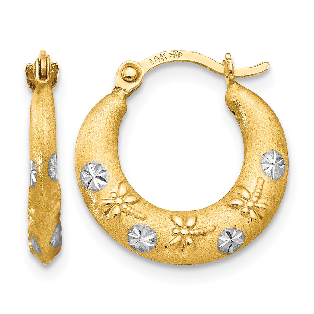 14K Madi K w/Rhodium Hoop Earrings (SE2421)