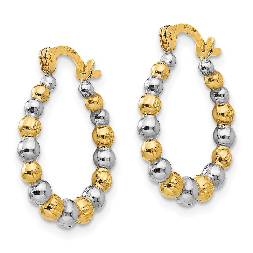 14K Madi K w/Rhodium Beaded Hoop Earrings (SE2427)