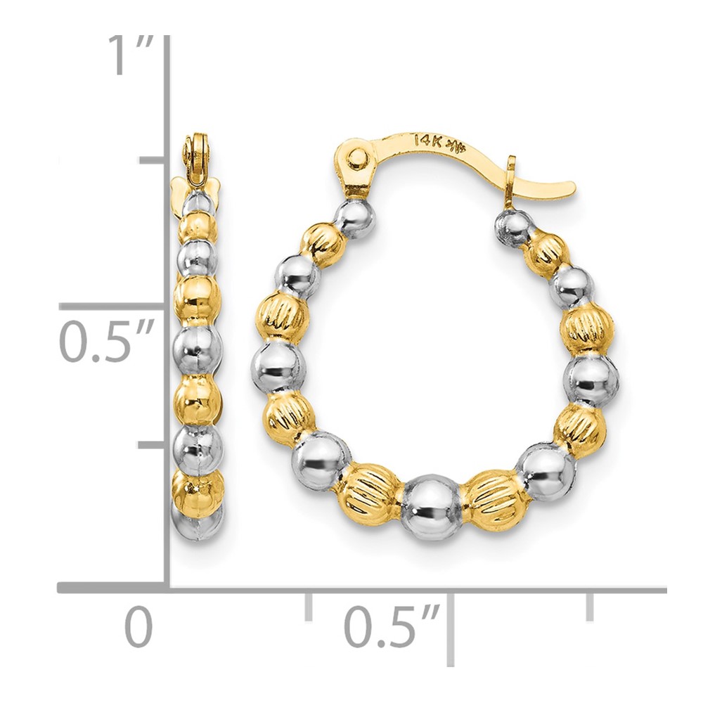 14K Madi K w/Rhodium Beaded Hoop Earrings (SE2427)