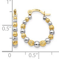 14K and White Rhodium Madi K 2x 16mm Beaded Hoop Earrings view 4
