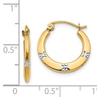 14K and White Rhodium Madi K 3x 17mm Diamond-cut Flowers Hollow Hoop Earrings view 4