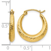 14K Yellow Gold Madi K Textured 3x 18mm Hollow Hoop Earrings view 4