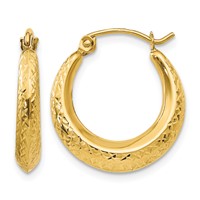 14K Yellow Gold Madi K Textured 3x 18mm Hollow Hoop Earrings view 1