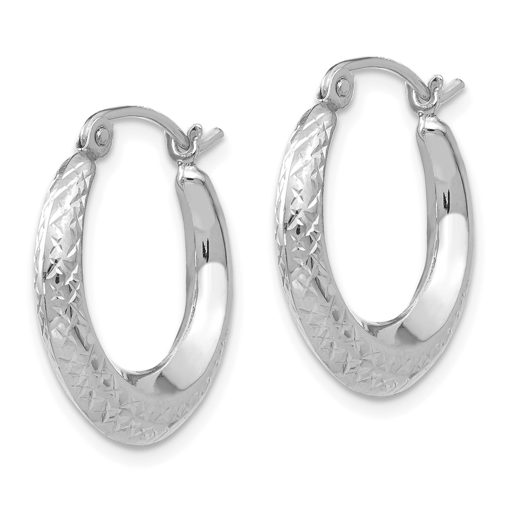 14K White Gold Madi K Textured Hollow Hoop Earrings (SE2435)