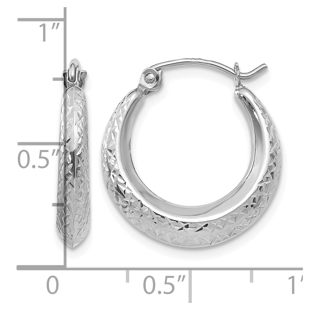 14K White Gold Madi K Textured Hollow Hoop Earrings (SE2435)