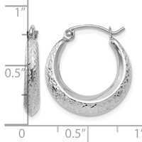14K White Gold Madi K Textured 3x 18mm Hollow Hoop Earrings view 4