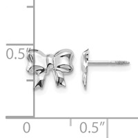 14K White Gold Madi K Rhodium-plated Bow Screwback Post Earrings view 4