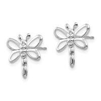 14K White Gold Madi K Polished Dragonfly Post Earrings view 2