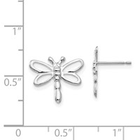 14K White Gold Madi K Polished Dragonfly Post Earrings view 4