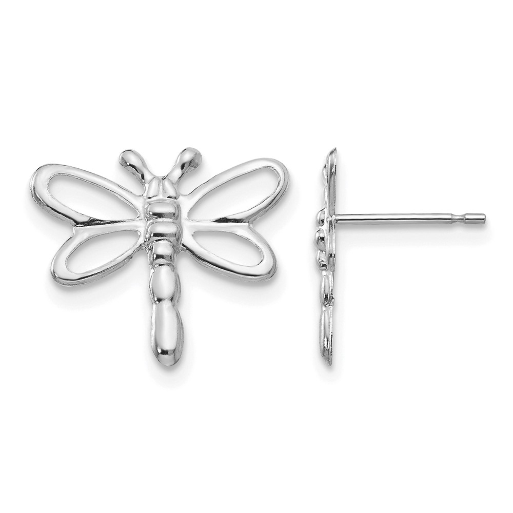 14K White Gold Madi K Polished Dragonfly Post Earrings