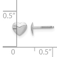 14K White Gold Madi K Rhodium-plated 5.00mm Heart Screwback Post Earrings view 3