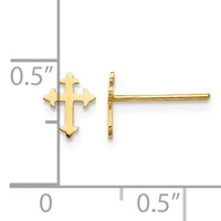 14K Yellow Gold Madi K Polished Cross Post Earrings view 4