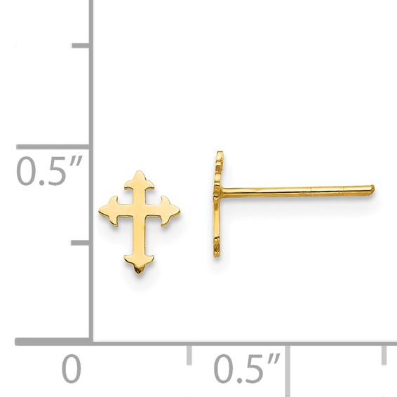 14K Madi K Polished Cross Childrens Post Earrings