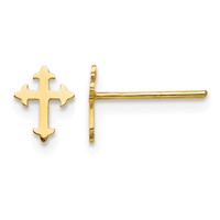 14K Yellow Gold Madi K Polished Cross Post Earrings view 1