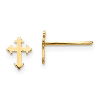 14K Madi K Polished Cross Childrens Post Earrings