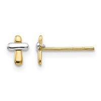 14K Two-tone Madi K Polished Cross Post Earrings view 1