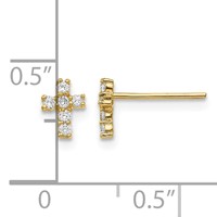 14K Yellow Gold Madi K Polished CZ Cross Post Earrings view 4