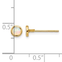 14K Yellow Gold Madi K Polished 4mm Round Lab Created Opal Bezel Post Earrings view 4